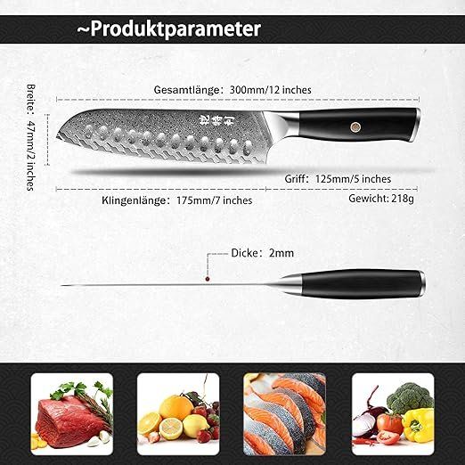 Coltelli da cucina: Kochmesser Santoku Messer Damaskus Edelstahl – Nuovo e nell'imballaggio originale da Oberentfelden venduto da sch_8bt6 1