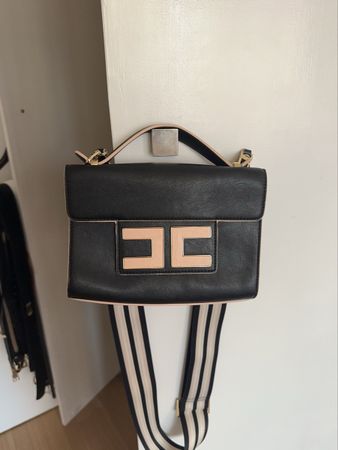 Elisabetta Franchi Handtasche schwarz Leder guter Zustand