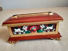Räucherstäbchen Box Holz Asiatisch, Handarbeit, vintage