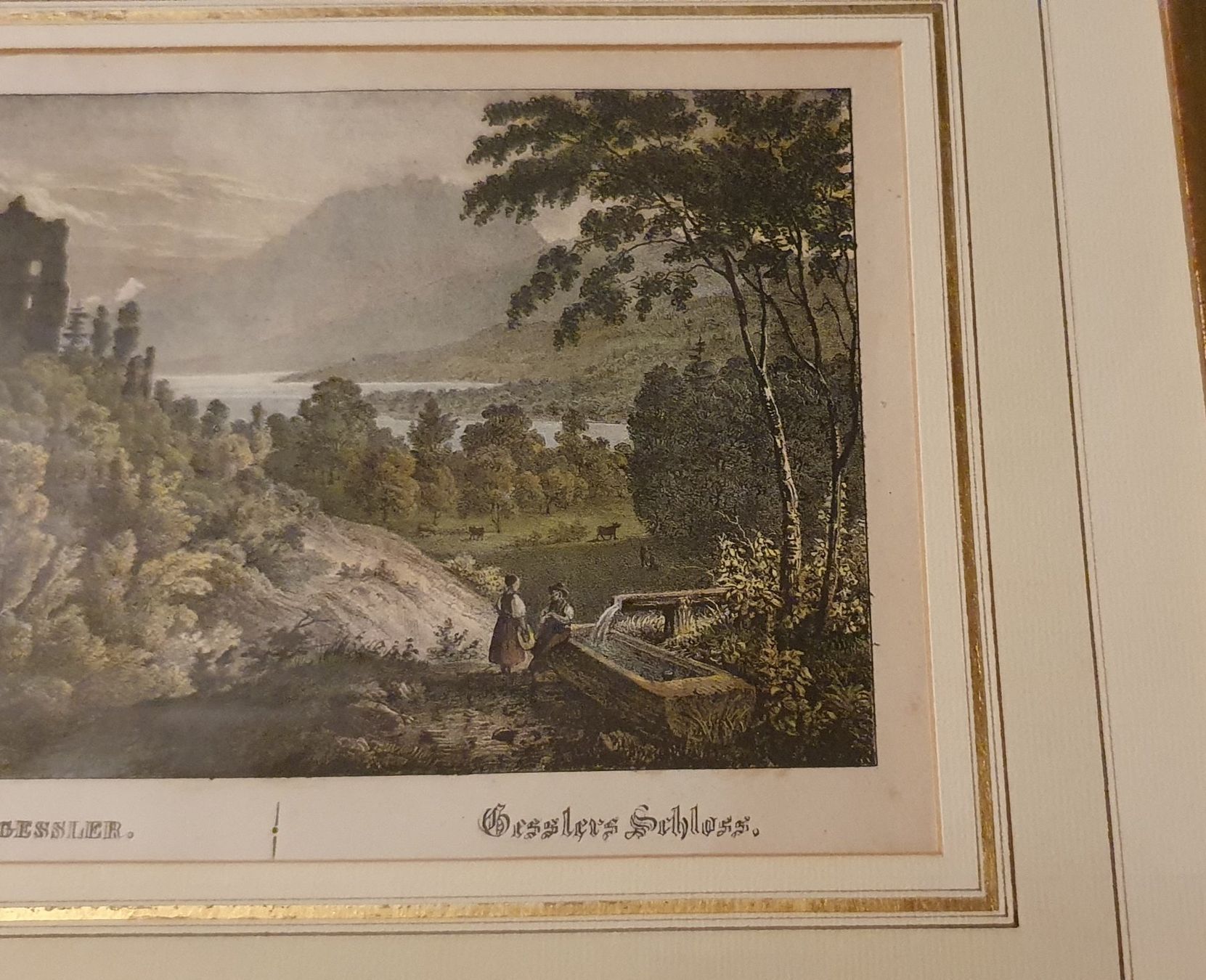 Grafiken & Lithographien: Bild - kolorierte Lithographie Gesslers Schloss – Gebraucht aus Kreuzlingen von Rschweiz1 3
