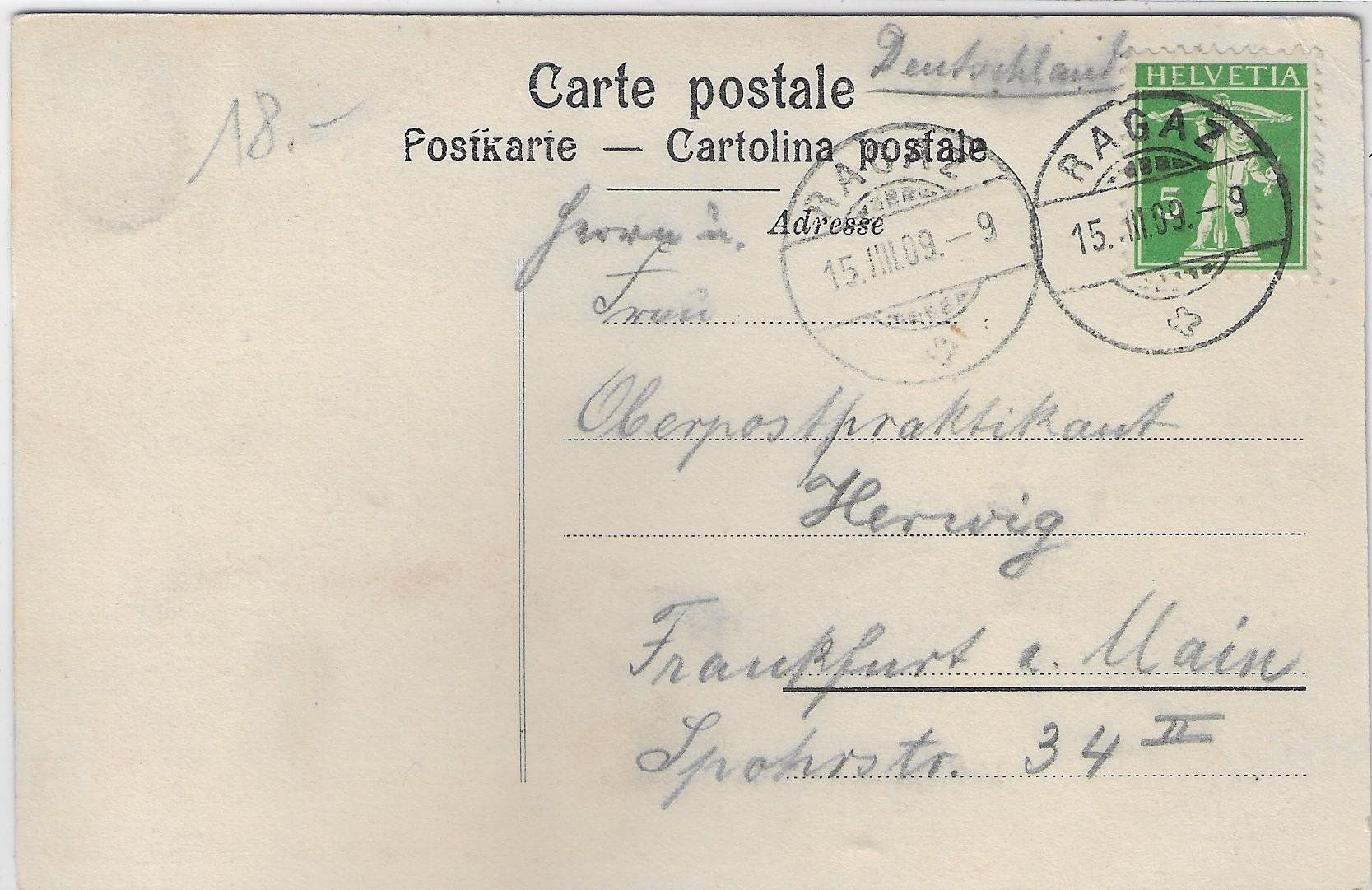 Cartoline postali: Ragaz - Hotel Hof - coloriert – Usato da Ettingen venduto da Kartenplanet 1