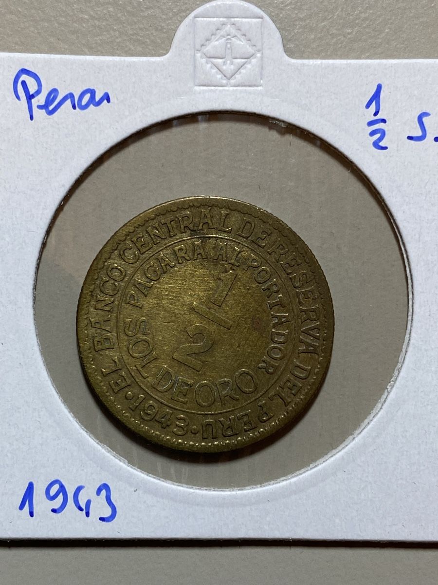 Tutti le monete: Pérou - 1/2 Sol - 1943 – Usato da Payerne venduto da Mike1682