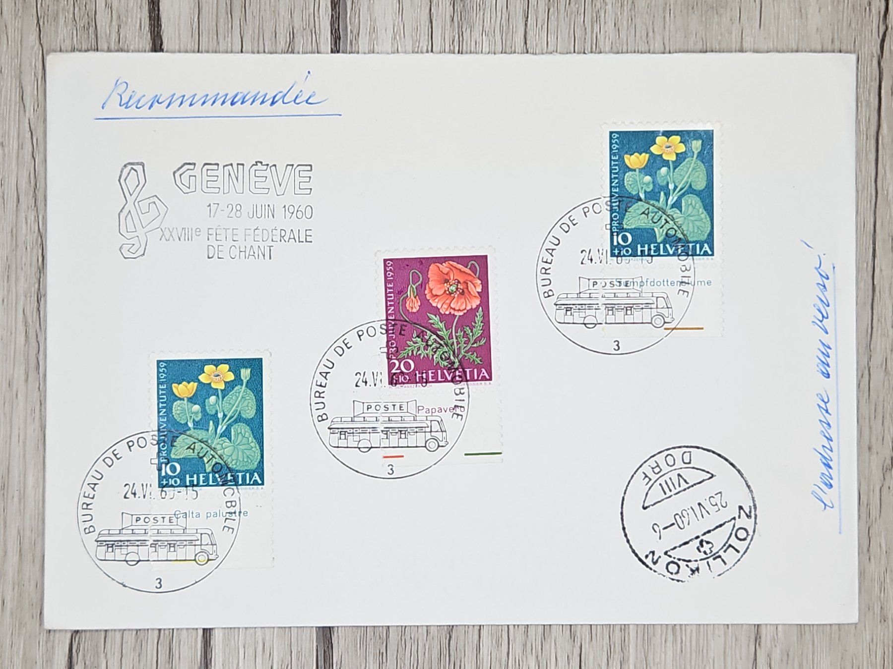 Tutti i francobolli: CL13 Enveloppe + Timbre Suisse 1960 – Usato da Cousset venduto da Patrick_Collections