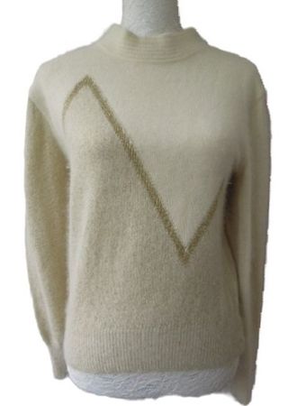 Gr. 36 YARELL ecru/gold Pulli mit Wolle Angora VINTAGE