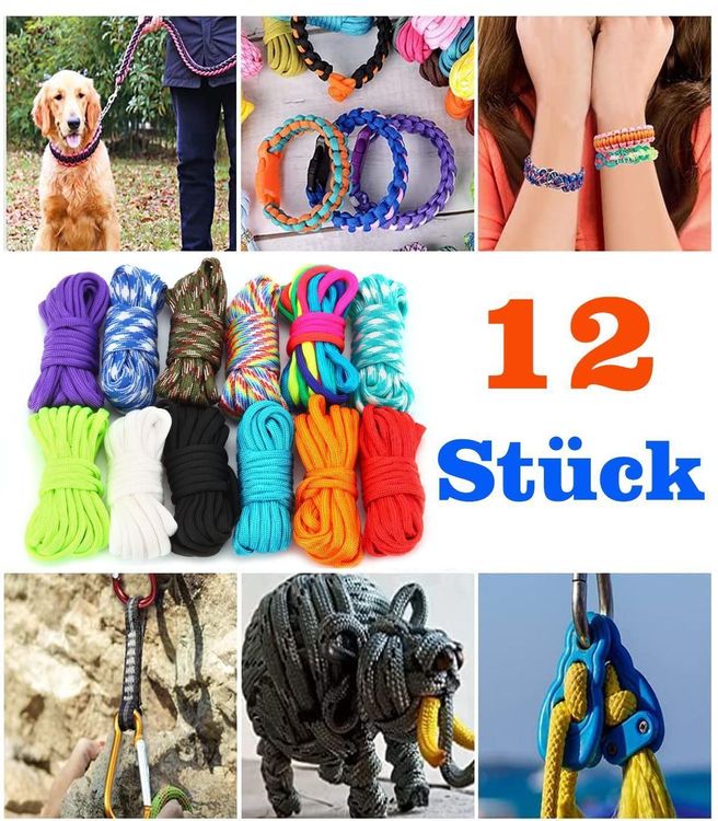 Paracord Set, 26 Stück 4mm Paracord 550 Nylonschnur, 26 Farben 3M Multifunktionale Nylonseile