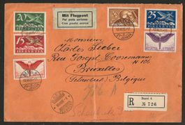 1925 : Flugpostbrief nach Belgien mit guter Frankatur