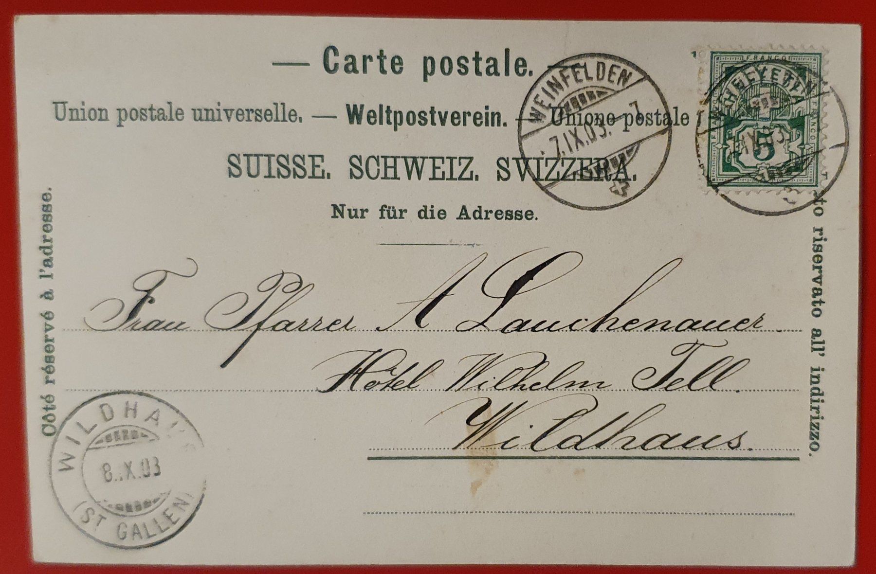 Cartoline postali: Weinfelden 1903 - Käsehandlung Otto Wartmann – Usato da Kreuzlingen venduto da Rschweiz1 1