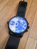 Herrenuhr Police 5 ATM schwarz Leder guter Zustand