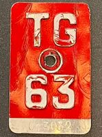 TG 63 - VELONUMMER - FAHRRADSCHILD - PLAQUE DE VELO - TG 63