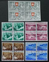 PP 1953 Viererblöcke mit ERSTTAG-Zentrumstempel, Kat: 175.-