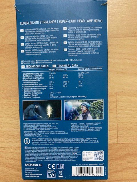 Lampen: LED-Stirnlampe, neu – Neu und originalverpackt aus Cham von I7I7 2