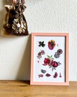 A4 Druck Print von Handgemalte Botanische Granatapfel Rahmen