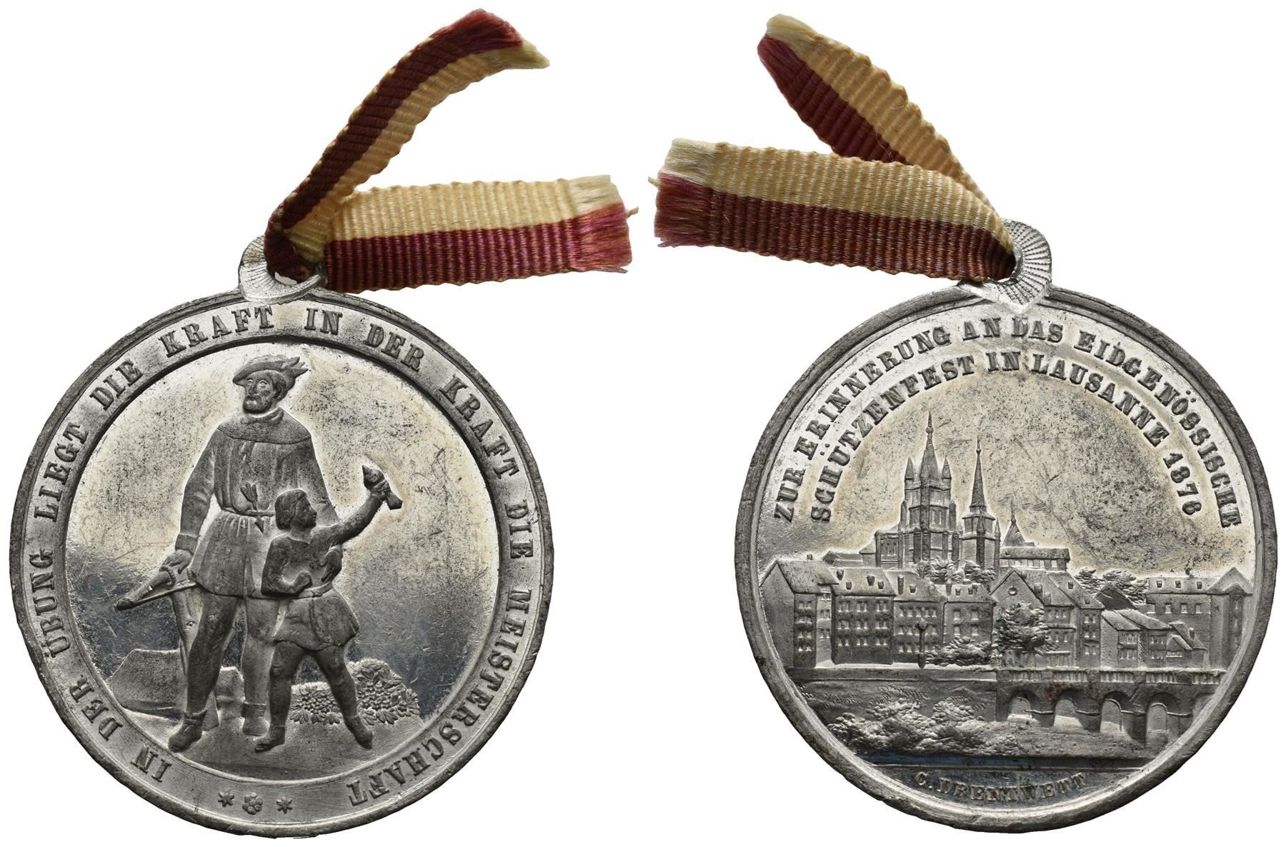Medaglie: 1876 Lausanne Eid. Schüt, Ri:1565c /129 – Usato da Trimbach venduto da Solothurn1