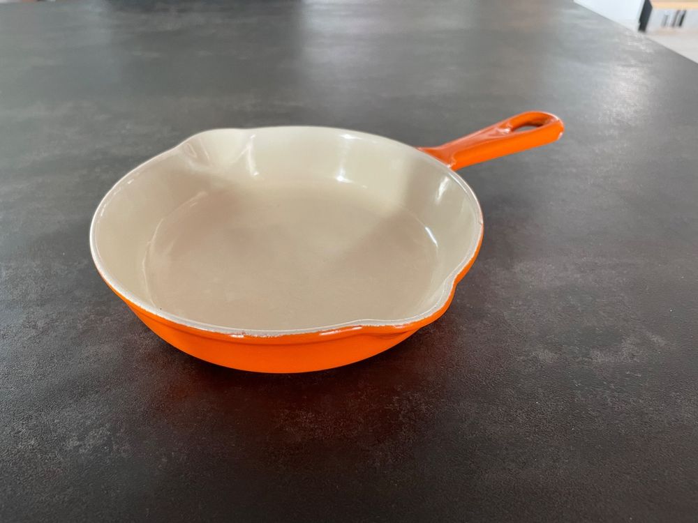 Poêlon En Fonte Le Creuset Orange 18 Cm Vintage 70's - Avec Couvercle, Super état !