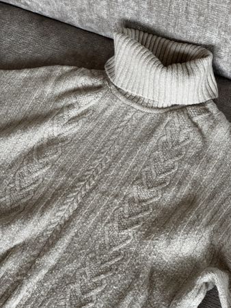Pull à col roulé H&M Divided beige maille torsadée S