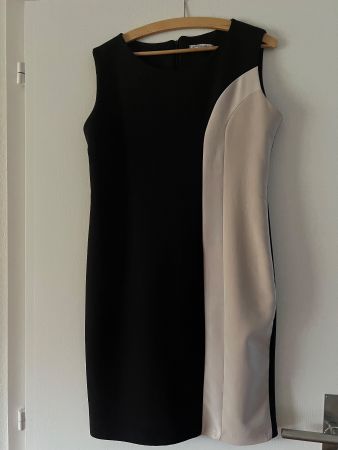 Elegantes Etui - Kleid schwarz-beige - Grösse M 38