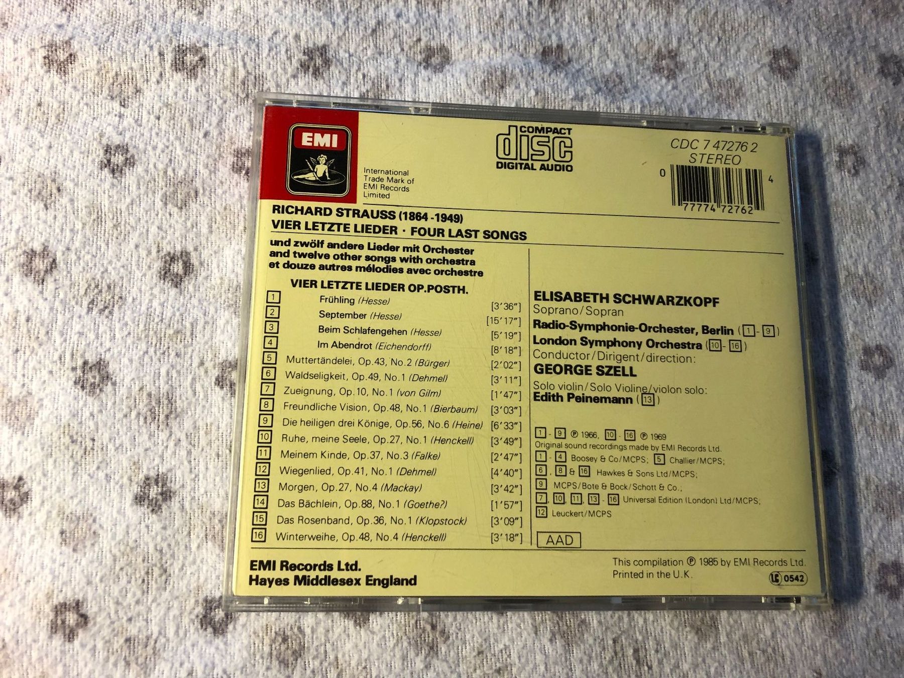 CD: Richard Strauss: Vier letzte Lieder - CD – Usato da Schübelbach venduto da Bemafaja 1