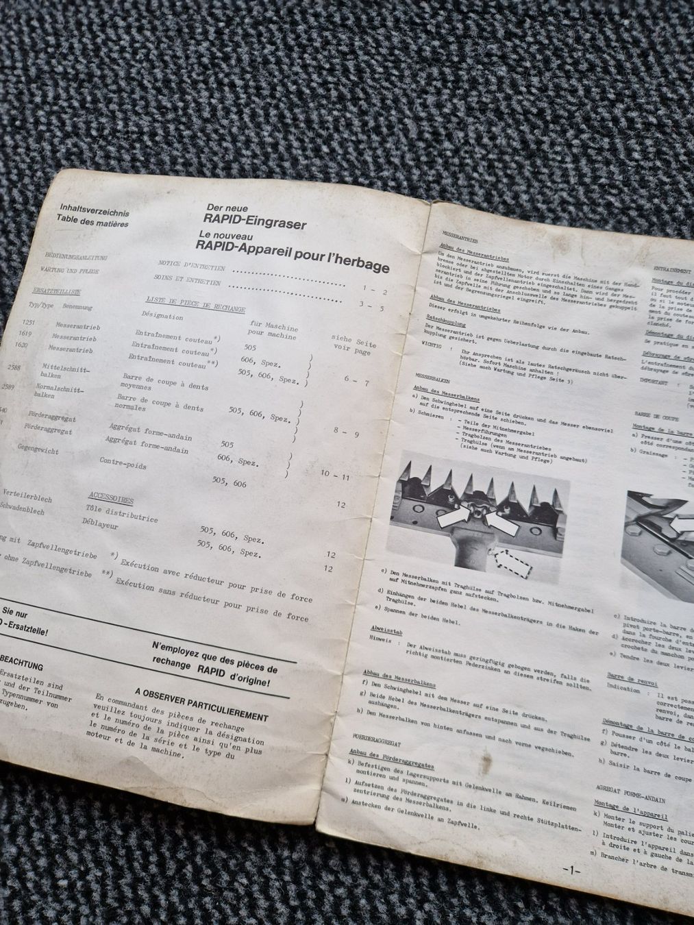 Rapid Trattori: Original Anleitung + ET-Liste Rapid Eingraser 2540 / 2541 – Usato da Dürnten venduto da Bachtel84 1