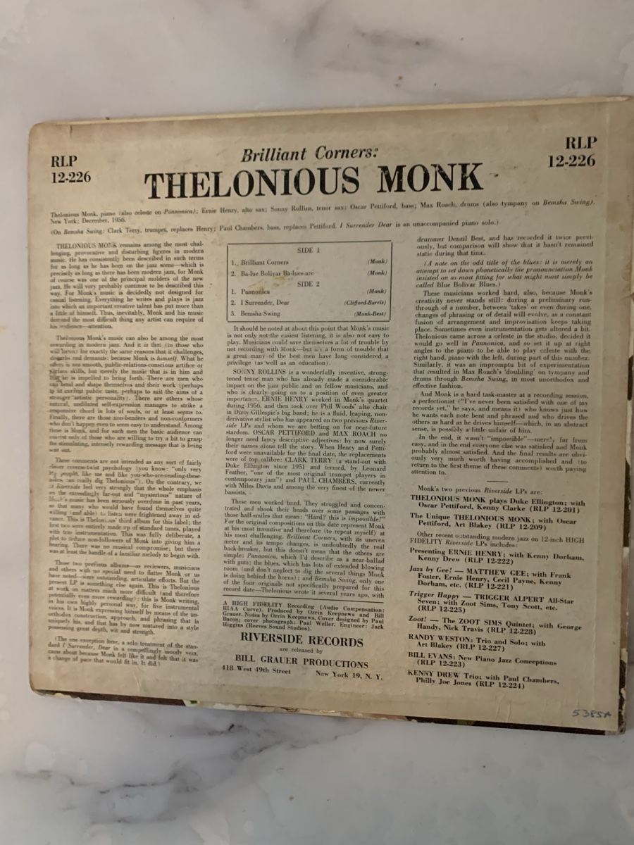 Dischi in vinile: Thelonious Monk( Max Roach) Brilliant Corners – Usato da lausanne venduto da Ccheche 3