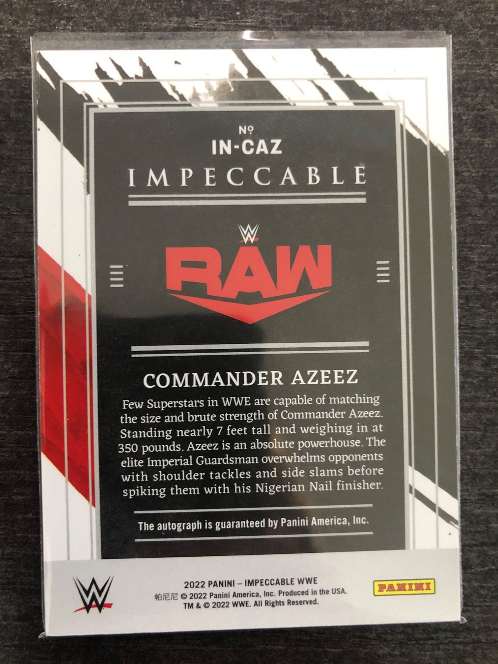 Panini Sammelbilder & Trading cards: Panini Impeccable WWE Commander Azeez On Card Auto 53/99 – Gebraucht aus Wangenried von Garagara 1