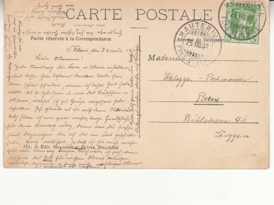 Cartoline postali: St. Blaise 1908 mit ST Hauterive – Usato da Bürglen TG venduto da StampGraf 1