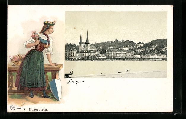 Ansichtskarten: Litho Luzern, Blick über das Wasser auf – Gebraucht aus Berlin von bartko-reher