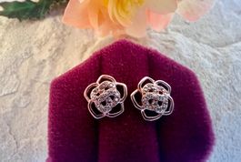 Blüemli Ohrstecker Silber Roségold vergoldet mit Zirkonia