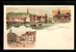 Litho Stein a. Rhein, Ortsansicht, Ortsp
