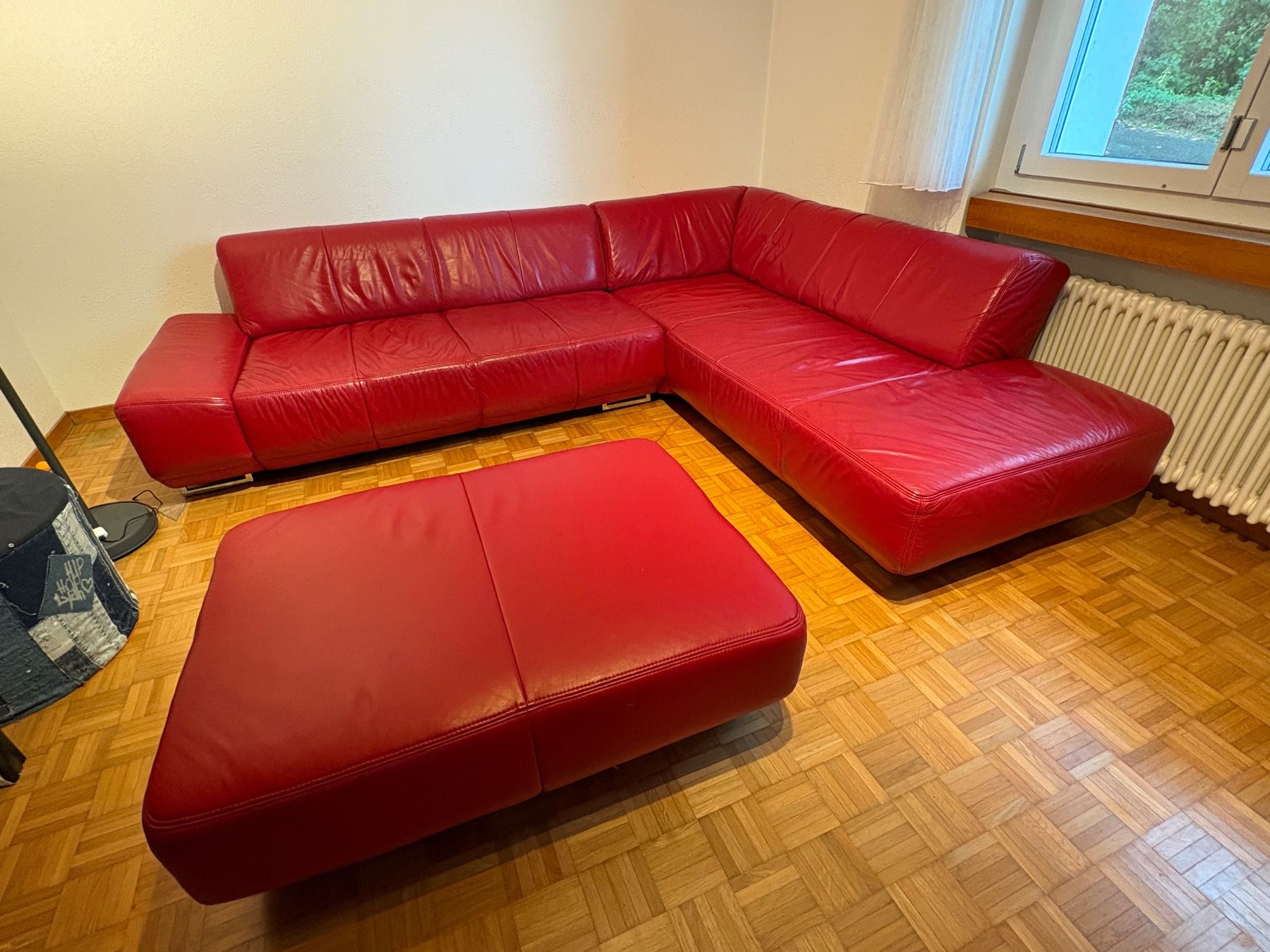 Pfister Divani: Ecksofa mit Hocker Rot Leder gebraucht – Usato da Schachen b. Herisau venduto da mari2005 4