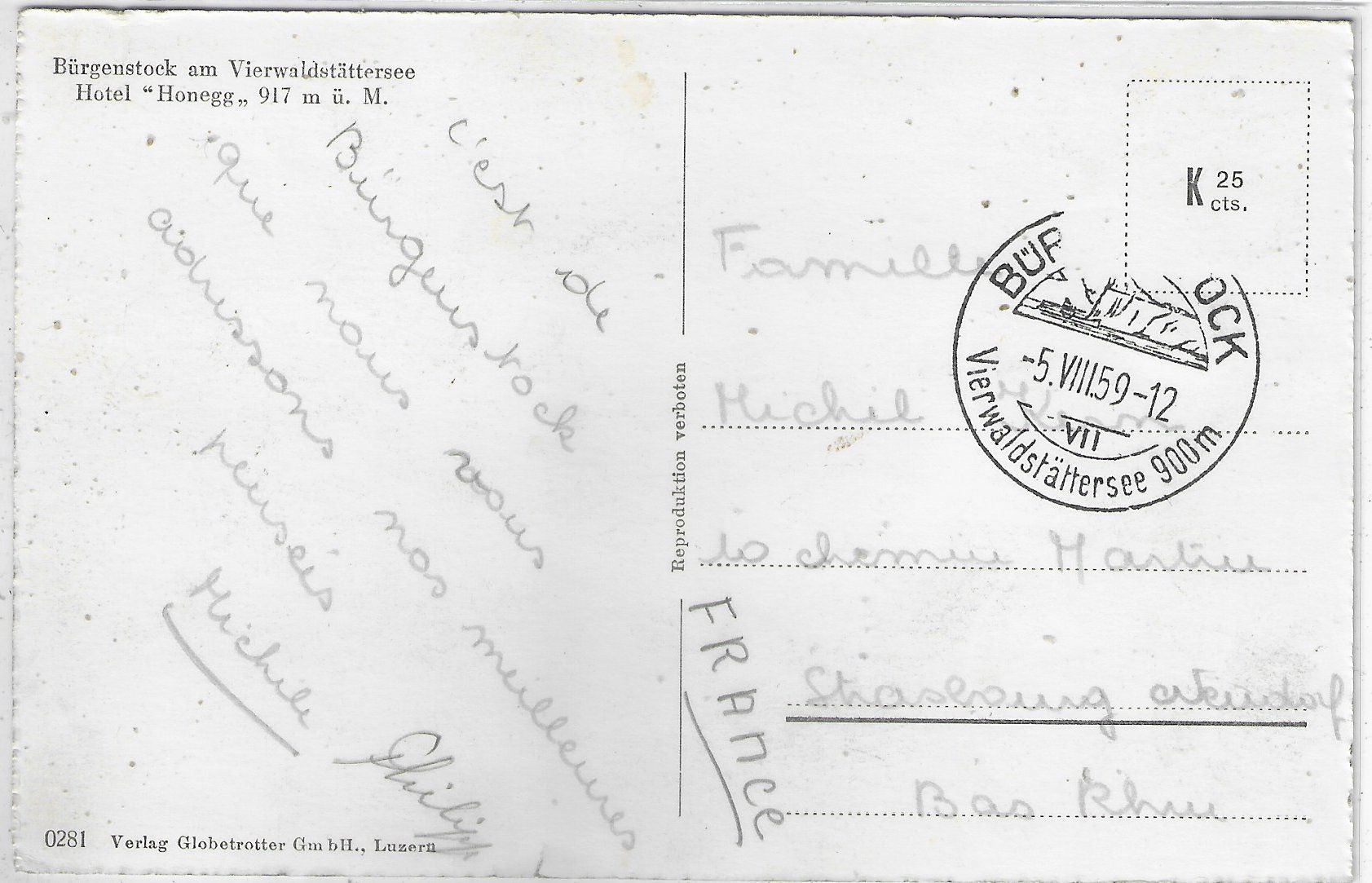 Cartes postales: Bürgenstock - Hotel Honegg – D'occasion à Ettingen par Kartenplanet 1