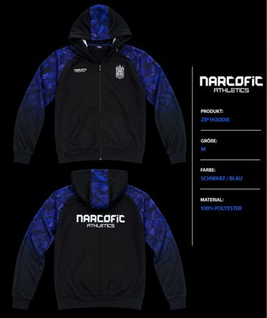 NARCOFIC Zip Hoodie Grösse M Schwarz/Blau 100% Polyester