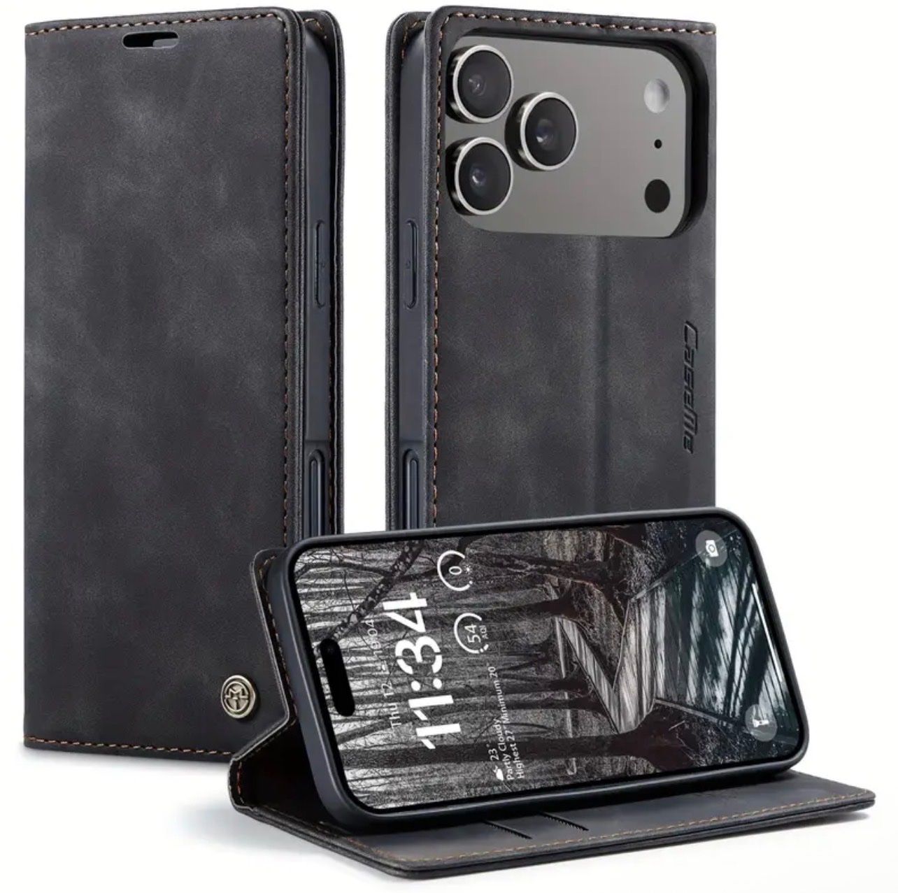 Apple Cover & Protezioni schermo: iPhone 17 Pro Max Leder Flip Hülle Wallet Schwarz Magnet – Nuovo e nell'imballaggio originale da Suhr venduto da SchnapperCH