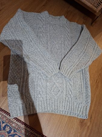 Strickpullover Herren Zopfmuster grau Grösse L guter Zustand