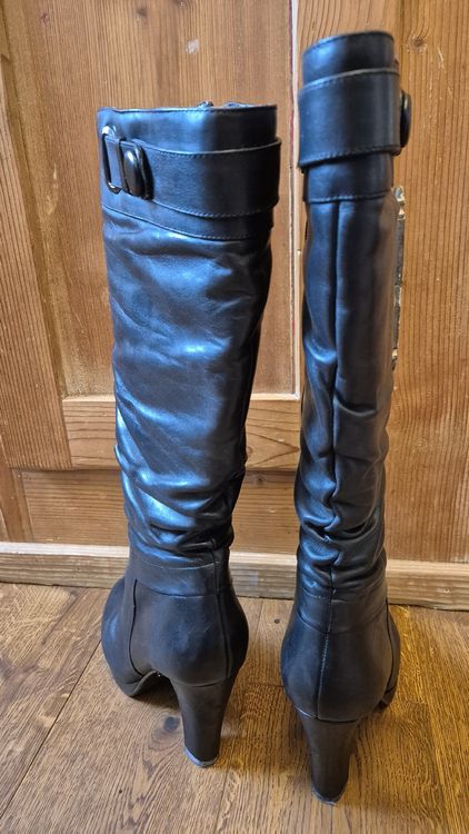 Schwarze Lederstiefel Gr. 38 - 5TH AVENUE 4