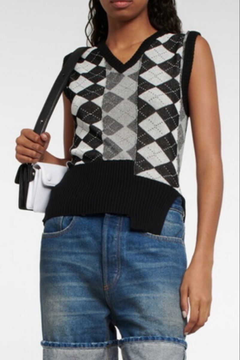 Maison Margiela Tops: MM6 Maison Margiela Pull sans manches Argyle Taille XL Neuf – Gebraucht aus Chêne Bourg von paleios22