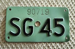 Fahrradnummer St. Gallen SG 1945 Velonummer