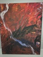 Originales abstraktes Kunstwerk, Acryl auf Leinwand, Rot. 49