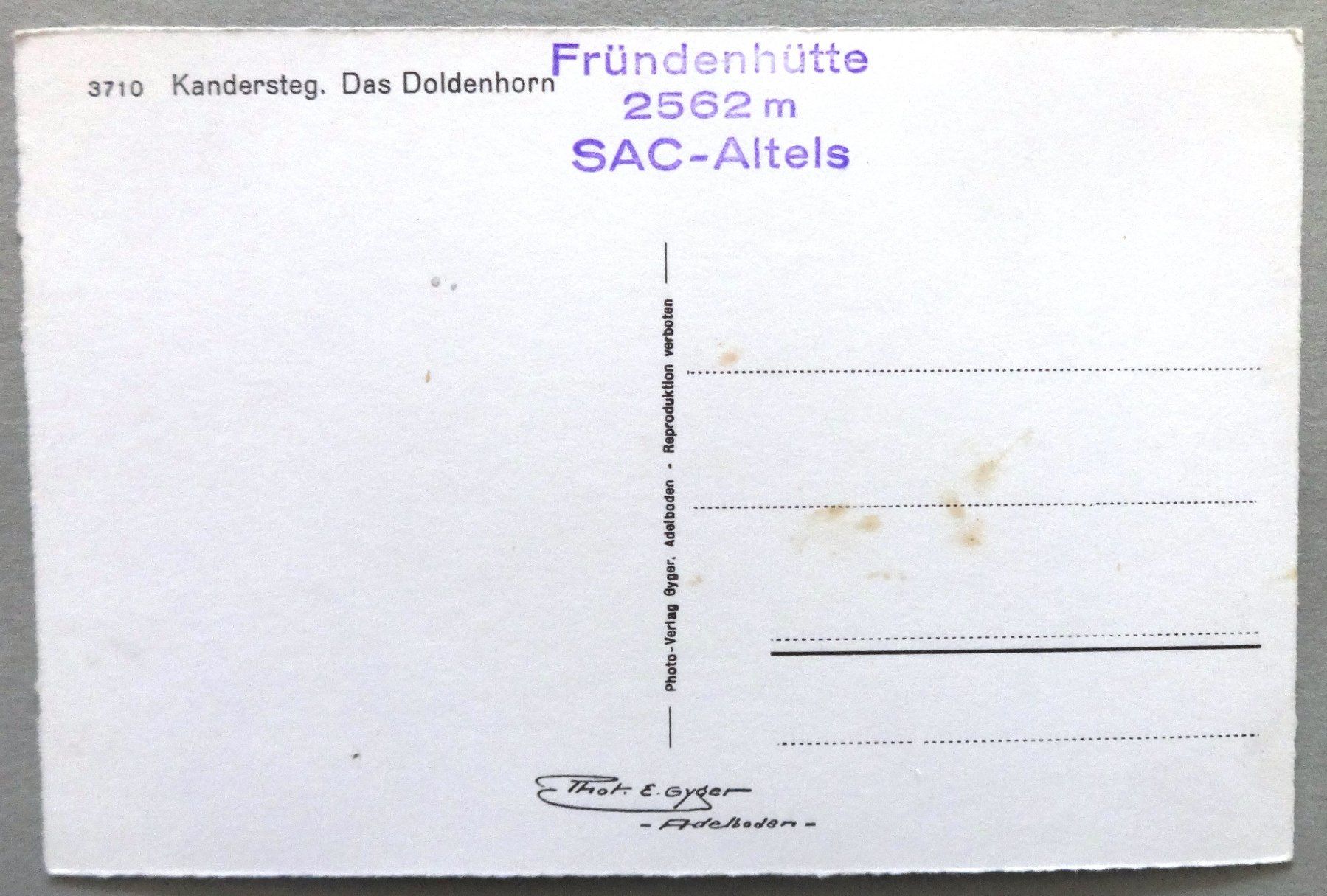 Cartoline postali: Kandersteg, Das Doldenhorn – Difettoso da Fétigny venduto da Billy2miny 1