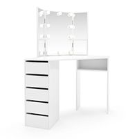 White Corner Make-up Table with LED