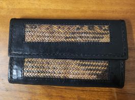 Vintage Leder Portemonnaie mit Flechtwerk 15x9 cm