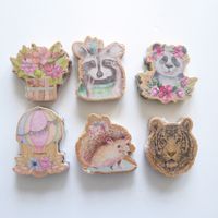 6 Holzstempel - Stempel - Motivstempel