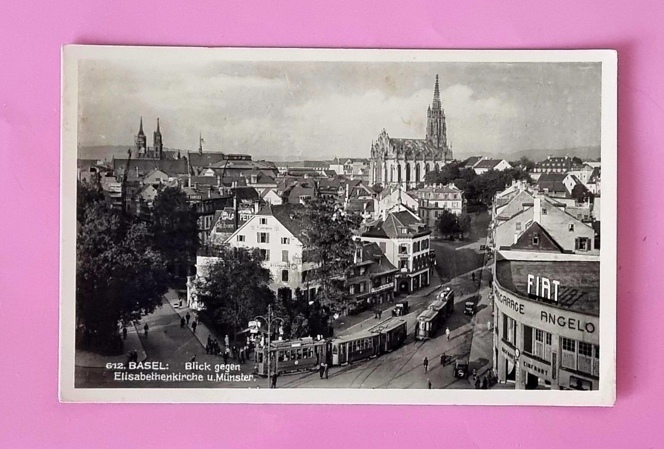 Cartoline postali: Basel - Fiat Garage Angelo - Strassenbahn - Tram – Usato da Rothrist venduto da RROENK