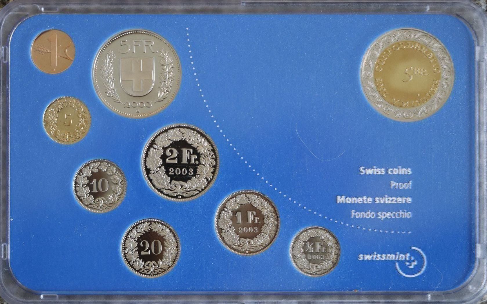 Toutes les monnaies: Schweizer Münzsatz 2003 Polierte Platte – Neuf avec emballage d'origine à Eggersriet par stamp303 1