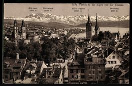 Zürich, Stadtansicht mit Grossmünster,