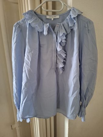 Blouse Gérard Darel bleue à volants, taille 1 (s)