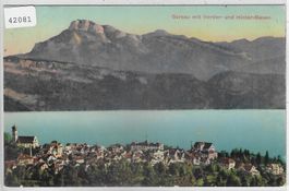 Gersau mit Vorder- und Hinter-Bauen - Litho