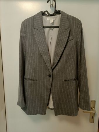 H&M Blazer grau-weiss gestreift Gr. 38