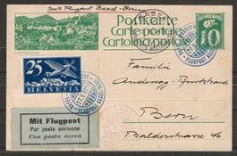 1924 : Postkarte mit Flugpost Basel - Bern