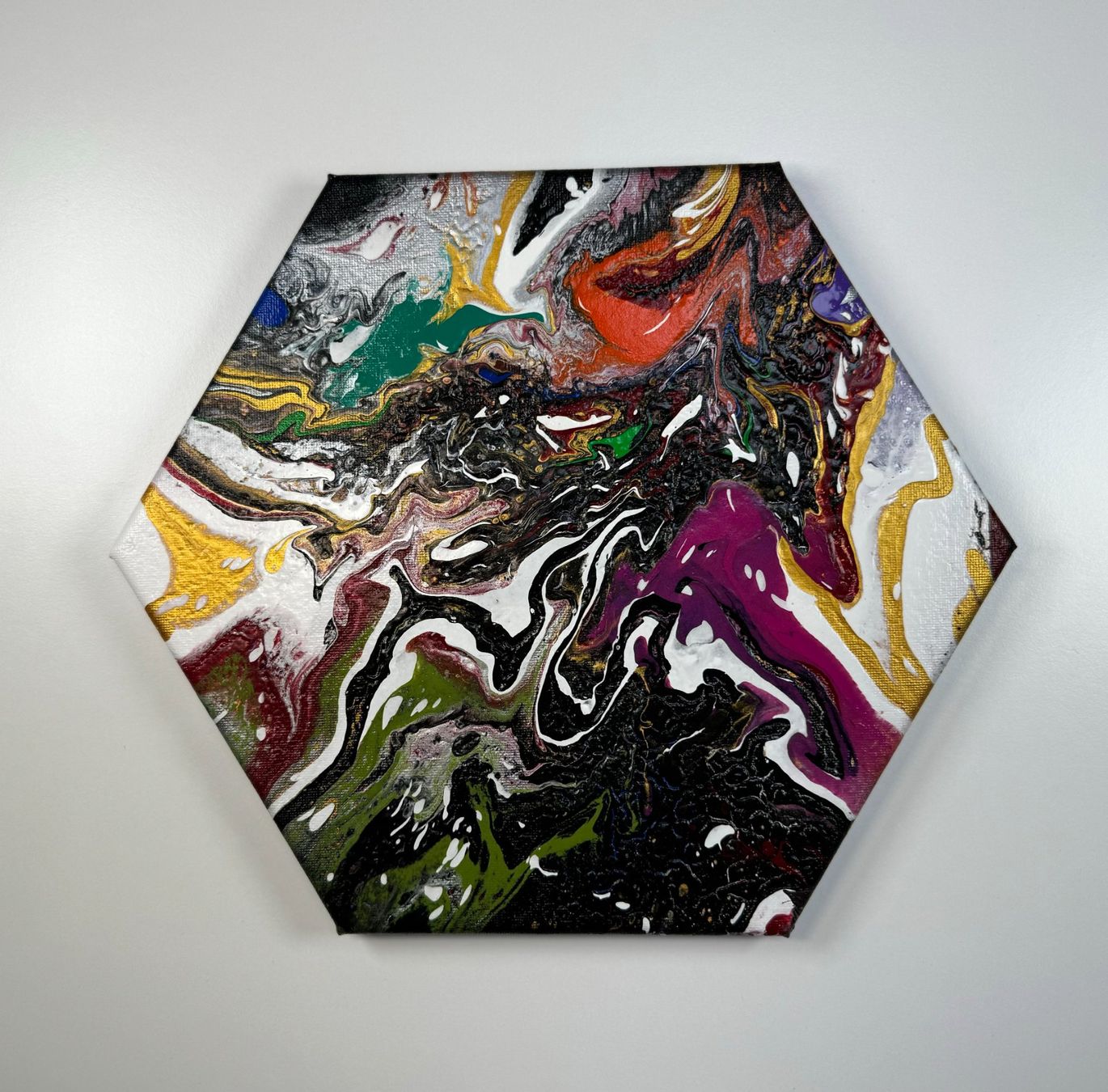 Dipinti: Acryl-Flüssigmalerei, Sechseck – Usato da Schlieren venduto da MayaSheng1983