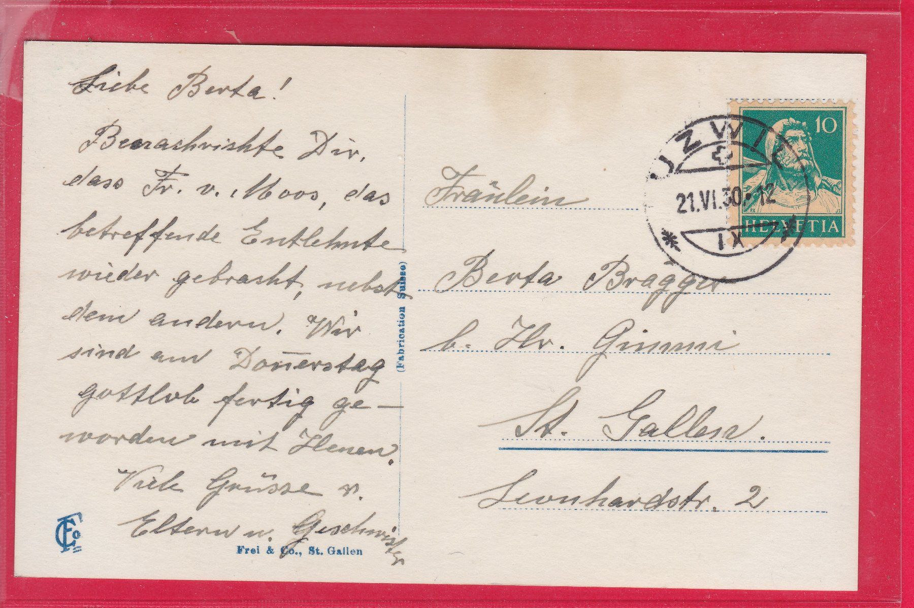 Cartoline postali: NIEDER-UZWIL, KIRCHE, 21.6.1930 – Usato da Oberrieden venduto da Gebirgsstelze 1